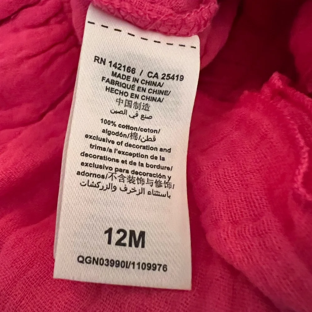 Pink Ruffled Kids Jumpsuit with Butterfly Accents size 12 month NWOT